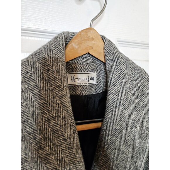 Herman Kay Wool Pea Coat Jacket Gray 4 Button Closure USA VINTAGE 90S SEE MEAS - Picture 5 of 10